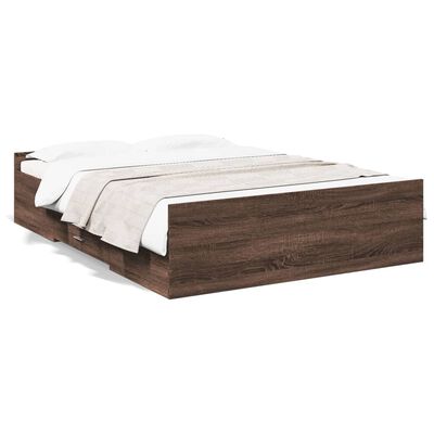 vidaXL Cama con cajones madera de ingeniería marrón roble 120x200 cm