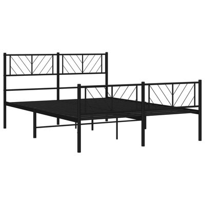 vidaXL Estructura cama sin colchón con estribo metal negro 135x190 cm