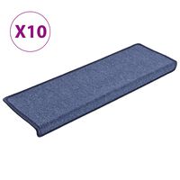 vidaXL Alfombrillas de escalera 10 unidades azul 65x21x4 cm