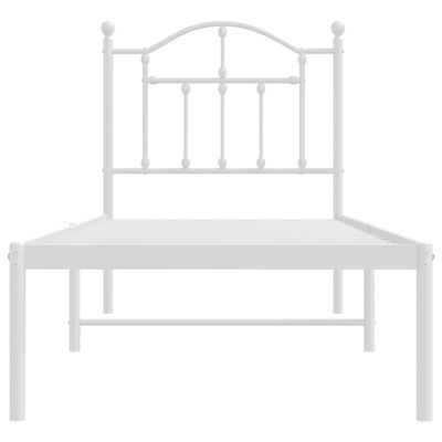 vidaXL Estructura de cama de metal con cabecero blanco 75x190 cm