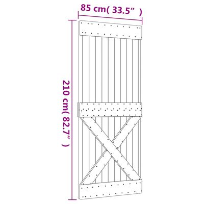 vidaXL Puerta corredera con herrajes madera maciza de pino 85x210 cm