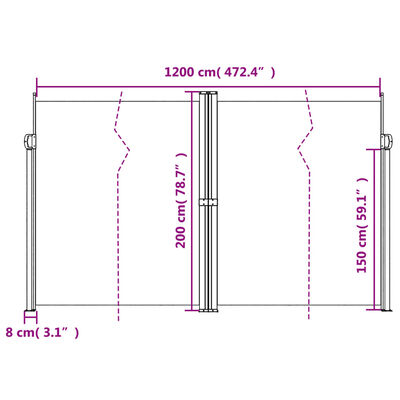 vidaXL Toldo lateral retráctil azul 200x1200 cm