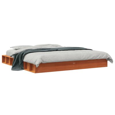 vidaXL Cama sin colchón madera maciza de pino marrón cera 180x200 cm