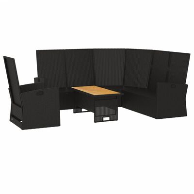 vidaXL Set de muebles de jardín 3 pzas y cojines ratán sintético negro