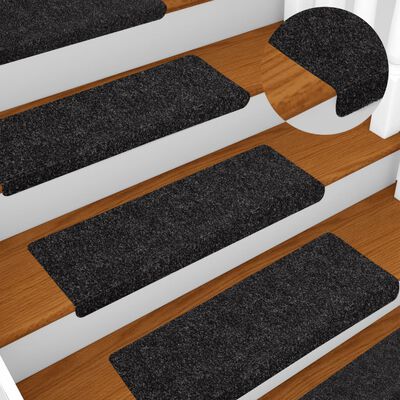 vidaXL Alfombrillas de escalera 10 unidades negro 65x21x4 cm