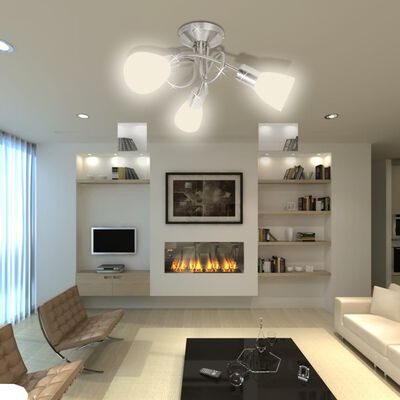 vidaXL Lámpara de techo con pantallas de cristal para 3 bombillas E14
