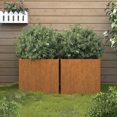 vidaXL Jardineras 2 unidades acero corten 49x47x46 cm