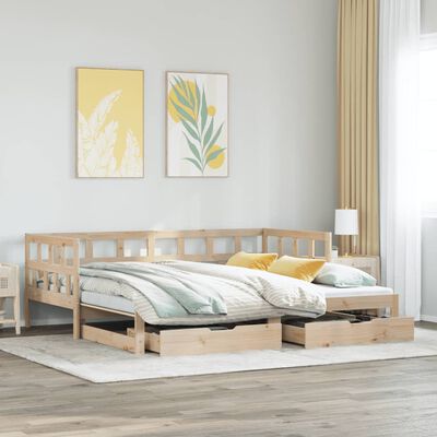 vidaXL Sofá cama nido con cajones madera maciza de pino 90x200 cm