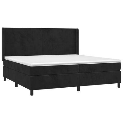 vidaXL Cama box spring colchón y LED terciopelo negro 200x200 cm