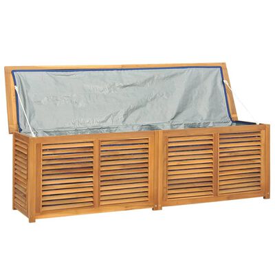 vidaXL Caja de almacenaje de jardín con bolsa teca maciza 175x50x53 cm