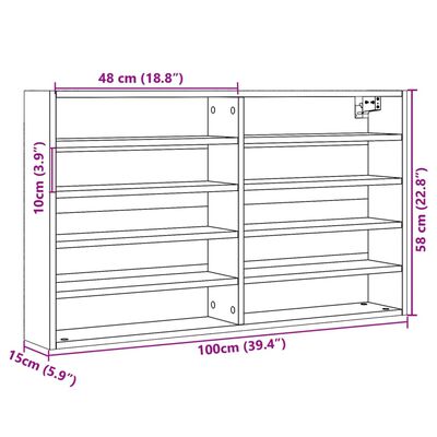 vidaXL Vitrina de madera ingeniería blanca 100x15x58 cm