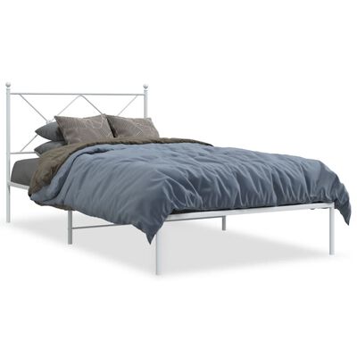 vidaXL Estructura de cama de metal con cabecero blanco 100x200 cm