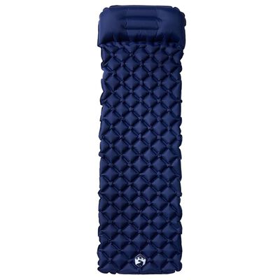 vidaXL Colchón de camping inflable con almohada 1 persona azul marino