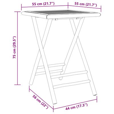 vidaXL Juego de mesa y sillas de jardín 3 piezas bambú