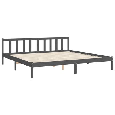 vidaXL Estructura de cama con cabecero madera maciza gris 200x200 cm