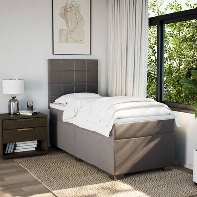 vidaXL Cama box spring con colchón tela gris taupe 100x200 cm