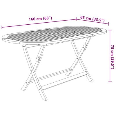 vidaXL Set comedor de jardín plegable 7 pzas madera maciza de acacia