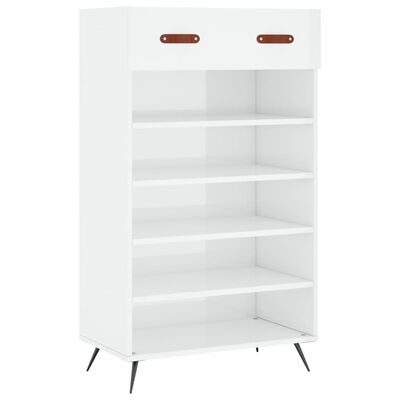 vidaXL Mueble zapatero madera contrachapada blanco brillo 60x35x105 cm