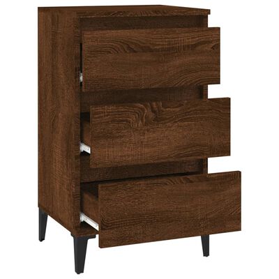 vidaXL Mesita de noche madera contrachapada roble marrón 40x35x70 cm