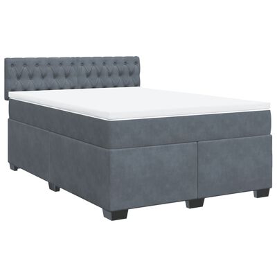 vidaXL Cama box spring con colchón terciopelo gris oscuro 140x200 cm