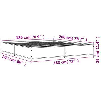 vidaXL Estructura cama madera ingeniería metal roble Sonoma 180x200 cm