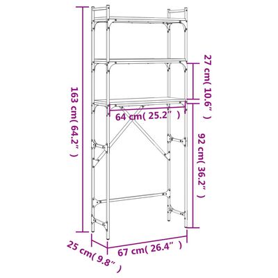 vidaXL Estantería lavadora madera ingeniería roble Sonoma 67x25x163 cm