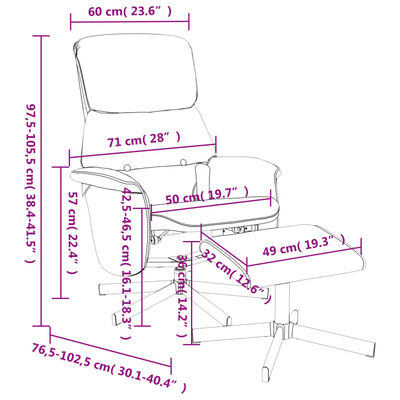 vidaXL Sillón reclinable de masaje con reposapiés tela gris oscuro