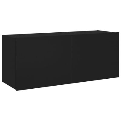 vidaXL Mueble de TV de pared con luces LED negro 100x35x41 cm