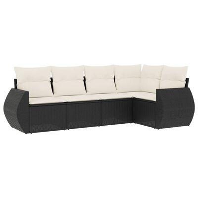 vidaXL Set de muebles de jardín 5 pzas y cojines ratán sintético negro