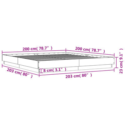 vidaXL Estructura de cama madera de ingeniería roble Sonoma 200x200 cm