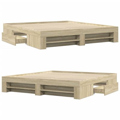 vidaXL Estructura de cama madera de ingeniería roble Sonoma 180x200 cm