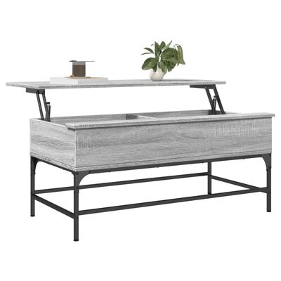 vidaXL Mesa de centro madera ingeniería metal gris Sonoma 100x50x45 cm