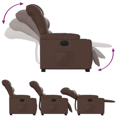 vidaXL Sillón reclinable elevable eléctrico de cuero sintético marrón