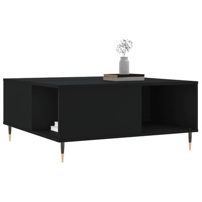 vidaXL Mesa de centro madera contrachapada negro 80x80x36,5 cm