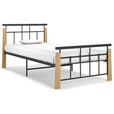 vidaXL Estructura de cama sin colchón metal madera de roble 100x200 cm