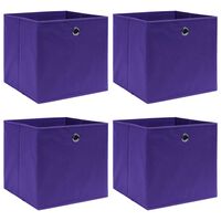 vidaXL Cajas de almacenaje 4 uds tela morado 32x32x32 cm