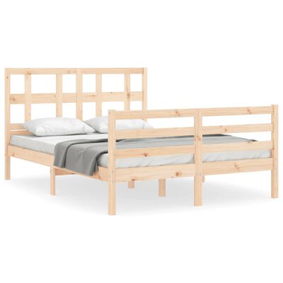 vidaXL Estructura de cama de matrimonio con cabecero madera maciza