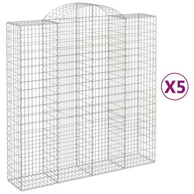 vidaXL Cestas de gaviones 5 uds forma de arco hierro 200x50x200/220 cm