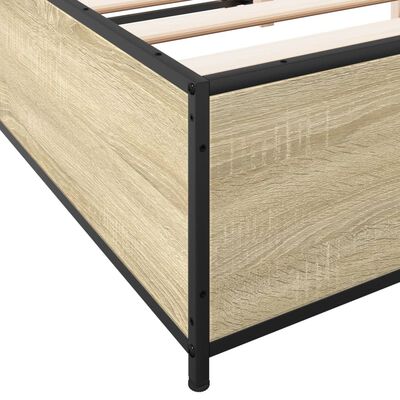 vidaXL Estructura cama madera ingeniería metal roble Sonoma 135x190 cm