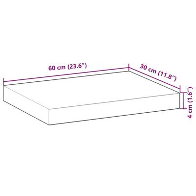 vidaXL Estantes flotantes 4 uds madera acacia sin tratar 60x30x4 cm