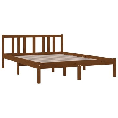 vidaXL Estructura de cama doble madera maciza marrón miel 135x190 cm