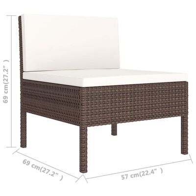 vidaXL Set muebles de jardín 9 pzas y cojines ratán sintético marrón