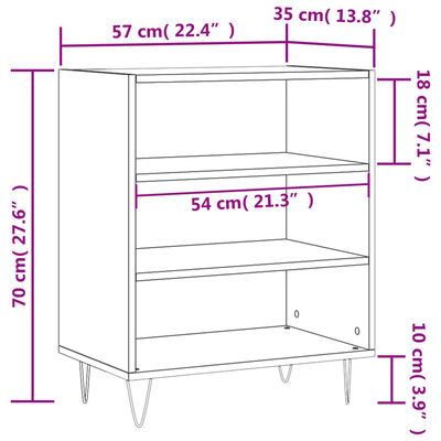 vidaXL Aparador madera de ingeniería blanco 57x35x70 cm