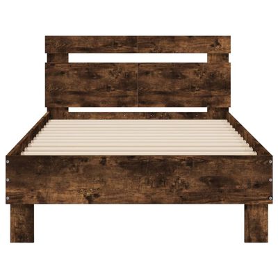 vidaXL Cama con cabecero madera de ingeniería roble ahumado 100x200 cm