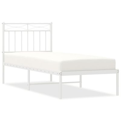 vidaXL Estructura cama sin colchón con cabecero metal blanco 75x190 cm