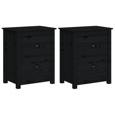 vidaXL Mesitas de noche 2 uds madera maciza de pino negra 50x35x61,5cm