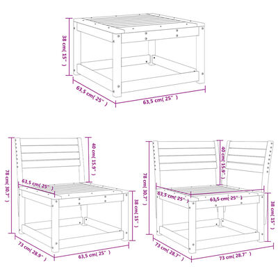 vidaXL Juego de muebles jardín 7 pzas madera maciza pino marrón cera