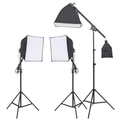 vidaXL Kit de estudio fotográfico con set de luces, fondo y reflector