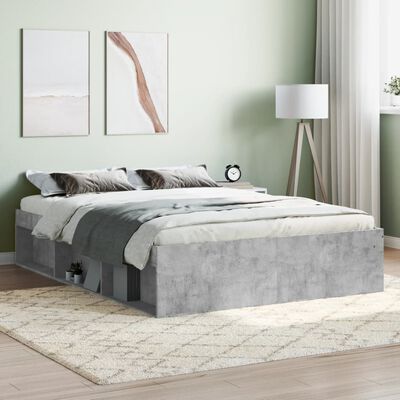 vidaXL Estructura de cama de matrimonio gris cemento 135x190 cm