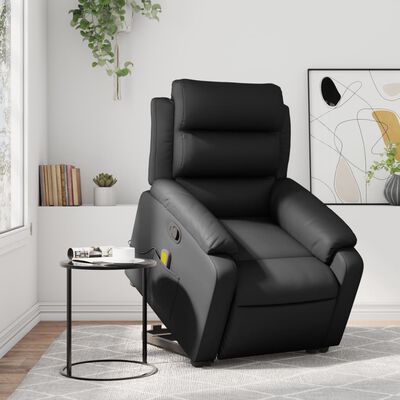 vidaXL Sillón reclinable de masaje de pie cuero artificial negro